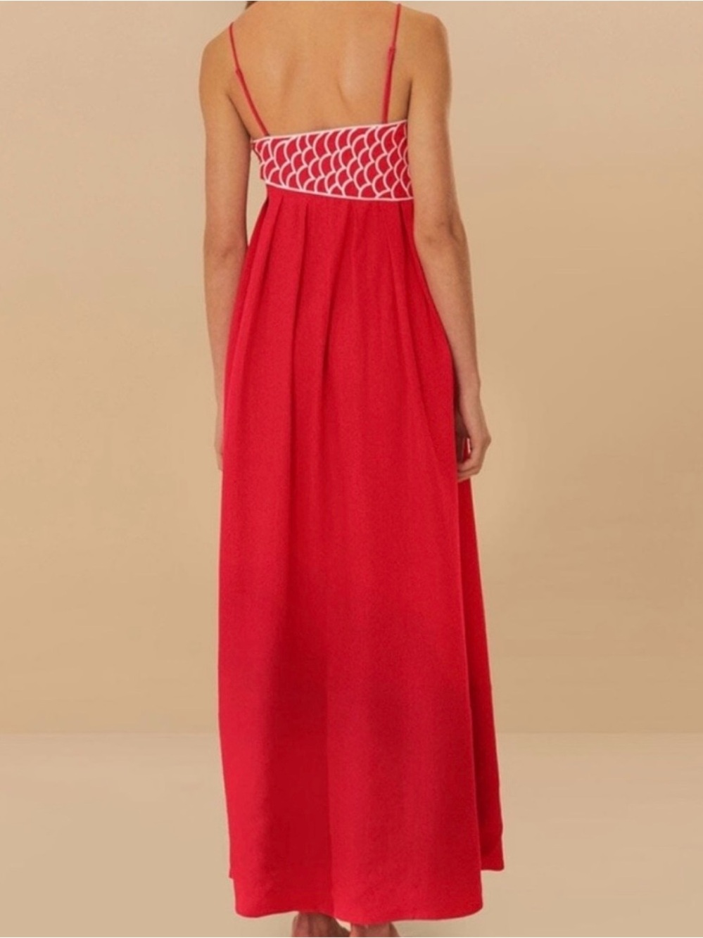 FARM Rio Red Spaghetti-Strap Maxi Dress with Fish Embroidery - Picture 2 of 5